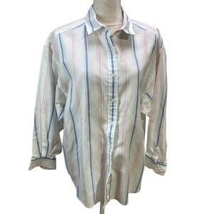 Eddie Bauer Womens Shirt Size 16 Striped Long Sleeve Button‎ Front Cotton Blend